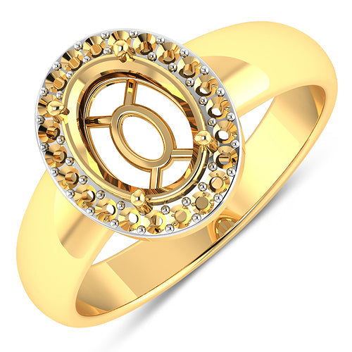 Bids.com 0.22 Carat Genuine White Diamond 14K Yellow Gold Semi Mount Ring - holds 9x7mm Oval Gemstone Rings
