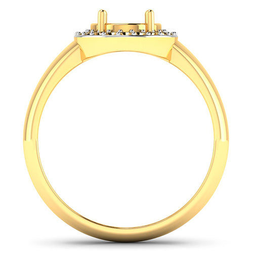 Bids.com 0.22 Carat Genuine White Diamond 14K Yellow Gold Semi Mount Ring - holds 9x7mm Oval Gemstone Rings