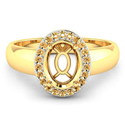 Bids.com 0.22 Carat Genuine White Diamond 14K Yellow Gold Semi Mount Ring - holds 9x7mm Oval Gemstone Rings