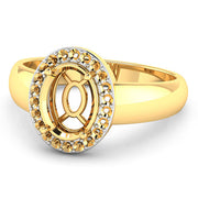Bids.com 0.22 Carat Genuine White Diamond 14K Yellow Gold Semi Mount Ring - holds 9x7mm Oval Gemstone Rings