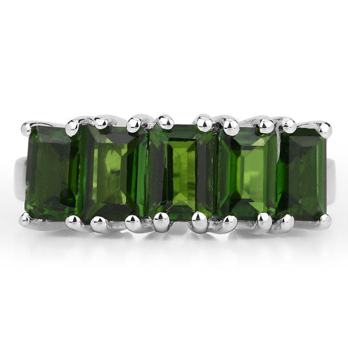 Bids.com 3.25 Carat Genuine Chrome Diopside .925 Sterling Silver Ring Rings