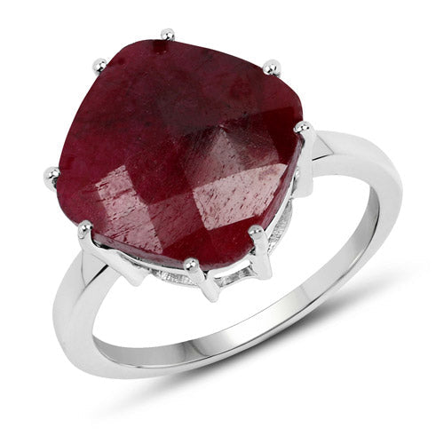 Bids.com 8.20 Carat Dyed Ruby .925 Sterling Silver Ring Rings