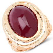 Bids.com 14K Rose Gold Plated 17.60 Carat Genuine Glass Filled Ruby .925 Sterling Silver Ring Rings