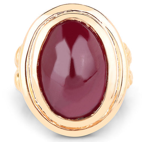 Bids.com 14K Rose Gold Plated 17.60 Carat Genuine Glass Filled Ruby .925 Sterling Silver Ring Rings