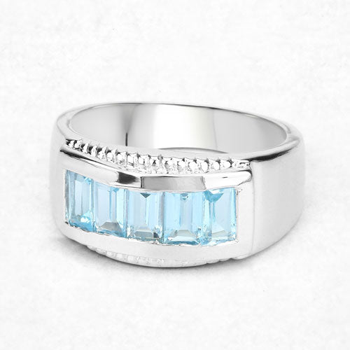 Bids.com 1.75 Carat Genuine Blue Topaz .925 Sterling Silver Ring Rings
