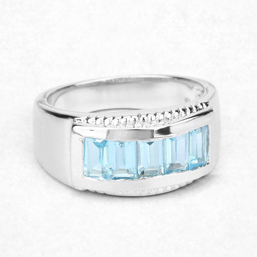 Bids.com 1.75 Carat Genuine Blue Topaz .925 Sterling Silver Ring Rings
