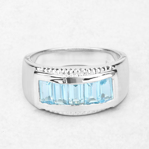 Bids.com 1.75 Carat Genuine Blue Topaz .925 Sterling Silver Ring Rings