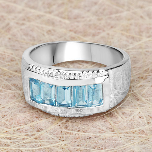 Bids.com 1.75 Carat Genuine Blue Topaz .925 Sterling Silver Ring Rings