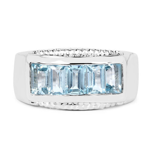Bids.com 1.75 Carat Genuine Blue Topaz .925 Sterling Silver Ring Rings