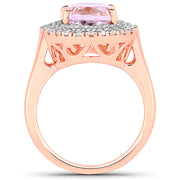 Bids.com 5.48 Carat Genuine Kunzite and White Topaz .925 Sterling Silver Ring Rings