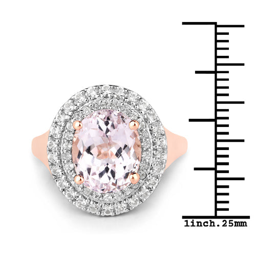 Bids.com 5.48 Carat Genuine Kunzite and White Topaz .925 Sterling Silver Ring Rings