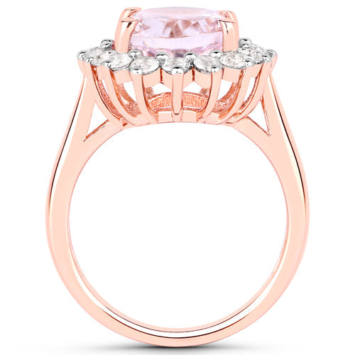 Bids.com 5.56 Carat Genuine Kunzite and White Topaz .925 Sterling Silver Ring Rings