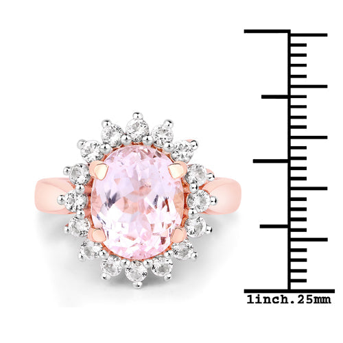 Bids.com 5.56 Carat Genuine Kunzite and White Topaz .925 Sterling Silver Ring Rings