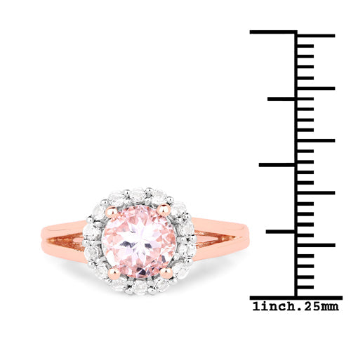 Bids.com 2.25 Carat Genuine Kunzite and White Topaz .925 Sterling Silver Ring Rings
