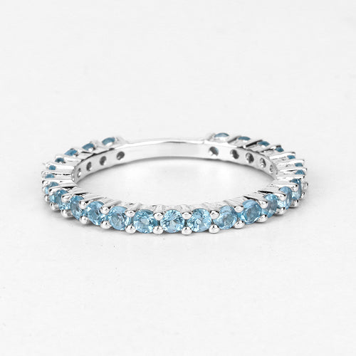 Bids.com 0.94 Carat Genuine Swiss Blue Topaz .925 Sterling Silver Ring Rings