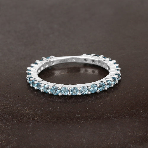 Bids.com 0.94 Carat Genuine Swiss Blue Topaz .925 Sterling Silver Ring Rings