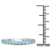 Bids.com 0.94 Carat Genuine Swiss Blue Topaz .925 Sterling Silver Ring Rings