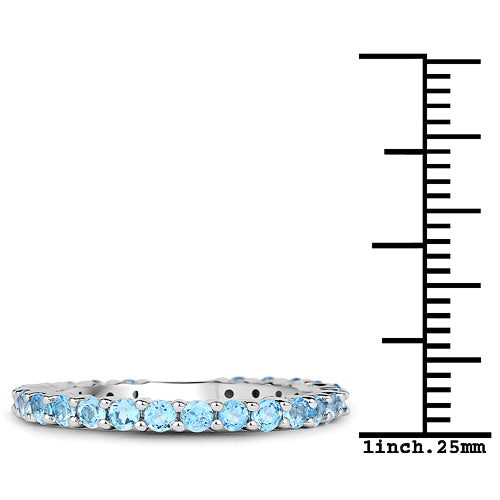 Bids.com 0.94 Carat Genuine Swiss Blue Topaz .925 Sterling Silver Ring Rings