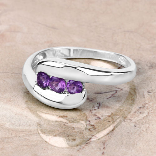 Bids.com 0.54 Carat Genuine Amethyst .925 Sterling Silver Ring Rings