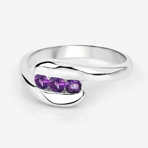 Bids.com 0.54 Carat Genuine Amethyst .925 Sterling Silver Ring Rings