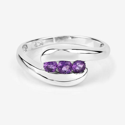 Bids.com 0.54 Carat Genuine Amethyst .925 Sterling Silver Ring Rings
