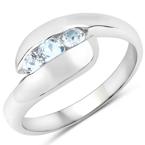 Bids.com 0.74 Carat Genuine Blue Topaz .925 Sterling Silver Ring Rings