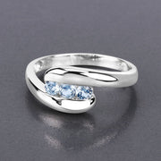 Bids.com 0.74 Carat Genuine Blue Topaz .925 Sterling Silver Ring Rings