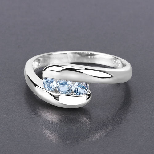 Bids.com 0.74 Carat Genuine Blue Topaz .925 Sterling Silver Ring Rings