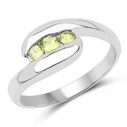 Bids.com 0.56 Carat Genuine Peridot .925 Sterling Silver Ring Rings
