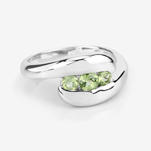 Bids.com 0.56 Carat Genuine Peridot .925 Sterling Silver Ring Rings