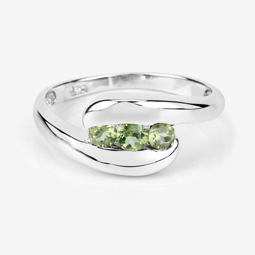 Bids.com 0.56 Carat Genuine Peridot .925 Sterling Silver Ring Rings
