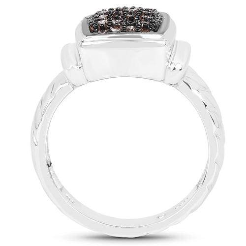Bids.com 0.22 Carat Genuine Champagne Diamond .925 Sterling Silver Ring Rings