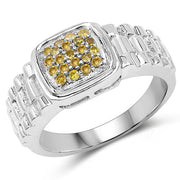 Bids.com 0.25 Carat Genuine Yellow Diamond .925 Sterling Silver Ring Rings
