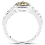 Bids.com 0.25 Carat Genuine Yellow Diamond .925 Sterling Silver Ring Rings