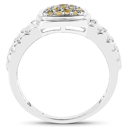Bids.com 0.25 Carat Genuine Yellow Diamond .925 Sterling Silver Ring Rings