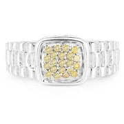 Bids.com 0.25 Carat Genuine Yellow Diamond .925 Sterling Silver Ring Rings