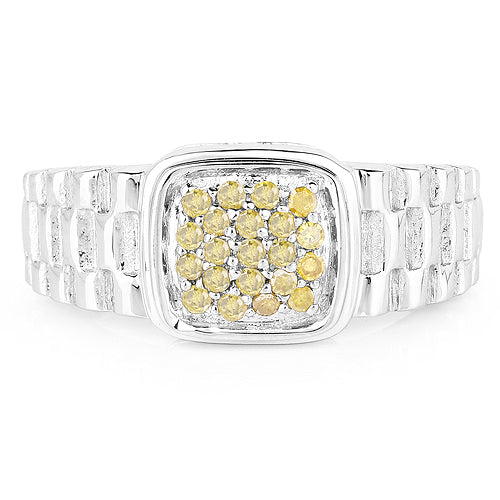Bids.com 0.25 Carat Genuine Yellow Diamond .925 Sterling Silver Ring Rings