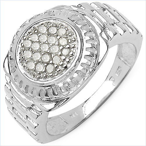 Bids.com 0.20 Carat Genuine White Diamond .925 Sterling Silver Ring Rings