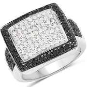 Bids.com 0.61 Carat Genuine Black Diamond and White Diamond .925 Sterling Silver Ring Rings