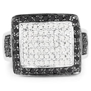 Bids.com 0.61 Carat Genuine Black Diamond and White Diamond .925 Sterling Silver Ring Rings