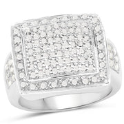 Bids.com 0.61 Carat Genuine White Diamond .925 Sterling Silver Ring Rings