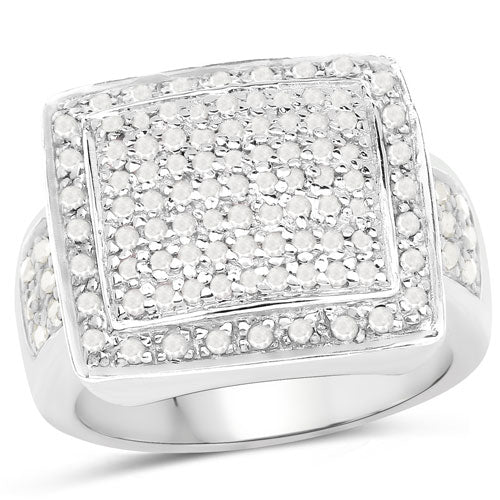 Bids.com 0.61 Carat Genuine White Diamond .925 Sterling Silver Ring Rings