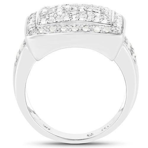 Bids.com 0.61 Carat Genuine White Diamond .925 Sterling Silver Ring Rings