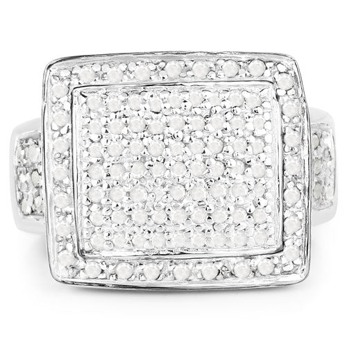 Bids.com 0.61 Carat Genuine White Diamond .925 Sterling Silver Ring Rings