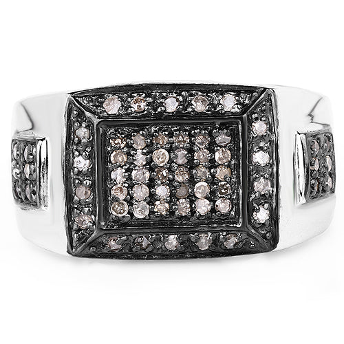 Bids.com 0.52 Carat Genuine Champagne Diamond .925 Sterling Silver Ring Rings