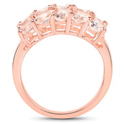 Bids.com 14K Rose Gold Plated 3.30 Carat Genuine Morganite .925 Sterling Silver Ring Rings