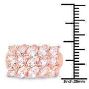 Bids.com 14K Rose Gold Plated 3.30 Carat Genuine Morganite .925 Sterling Silver Ring Rings