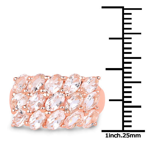 Bids.com 14K Rose Gold Plated 3.30 Carat Genuine Morganite .925 Sterling Silver Ring Rings