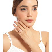 Bids.com 14K Rose Gold Plated 3.30 Carat Genuine Morganite .925 Sterling Silver Ring Rings