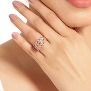 Bids.com 14K Rose Gold Plated 3.30 Carat Genuine Morganite .925 Sterling Silver Ring Rings